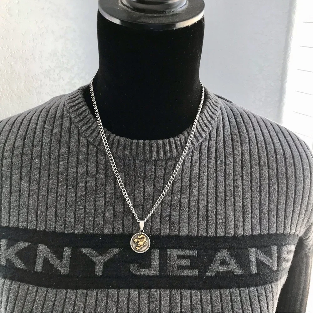 🆕 Scorpio Rustic Coin Pendant Necklace Stainless Steel